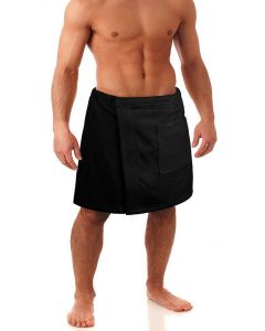 Men's Terry Velour Body Wrap, Black (One Size)