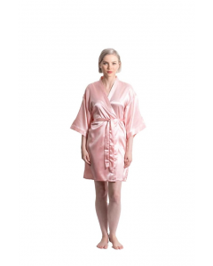 Satin Kimono Light Pink Short Robe for Women